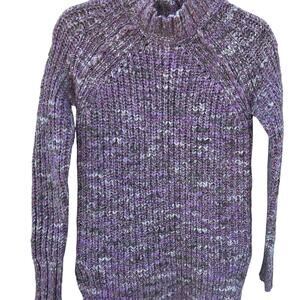 Ruff Hewn long wool & acrylic sweater, high collar, womens sz small, purple